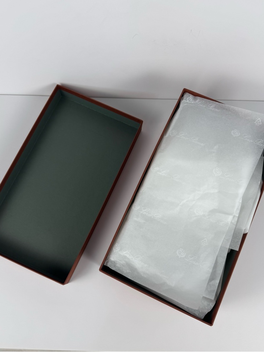 Loro Piana Luxury Shoe empty Box Brown with wrapping paper 13'x8'x5' - Picture 5 of 9